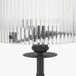Clara Ribbed Glass Black Metal Round Table Lamp