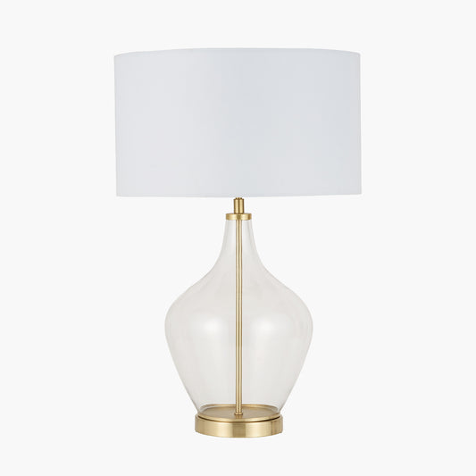 Rowen Clear Bottle Shaped Glass and Champagne Metal Table Lamp