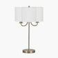 Seraphine Matt Antique Brass Metal and White Cotton Mix Scallop Shaded Table Lamp