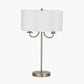 Seraphine Matt Antique Brass Metal and White Cotton Mix Scallop Shaded Table Lamp