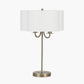 Seraphine Matt Antique Brass Metal and White Cotton Mix Scallop Shaded Table Lamp