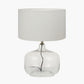 Corby Clear Glass Table Lamp Base  with Henry 40cm White Handloom Cylinder Lampshade