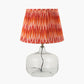 Corby Clear Glass Table Lamp Base  with Suri 40 cm Pink and Orange Ikat Patterned Mushroom Pleat Tapered Lampshade