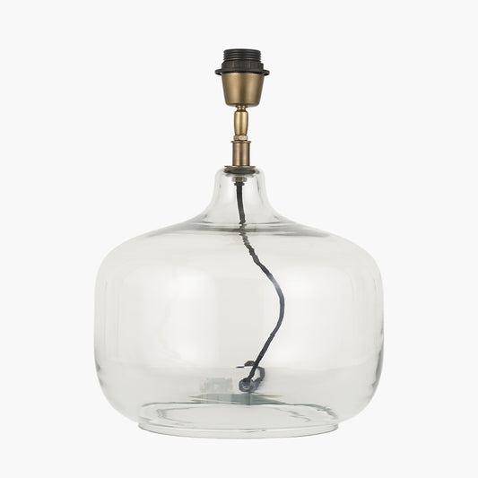 Corby Clear Glass Table Lamp Base  with Suri 40 cm Pink and Orange Ikat Patterned Mushroom Pleat Tapered Lampshade