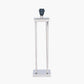 Langston Nickel Metal Column Table Lamp Base with Lino 40cm Grey Self Lined Linen Cylinder Lampshade