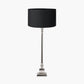Claudius Nickel Metal Stick Table Lamp Base with Harry 30cm Black Cotton Mix Cylinder Lampshade