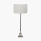 Claudius Nickel Metal Stick Table Lamp Base with Henry 30cm White Handloom Cylinder Lampshade