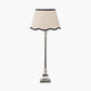 Claudius Nickel Metal Stick Table Lamp Base with Tabitha 30cm Cream Jute Scalloped Edge Tapered Lamp Shade with Contrast Binding