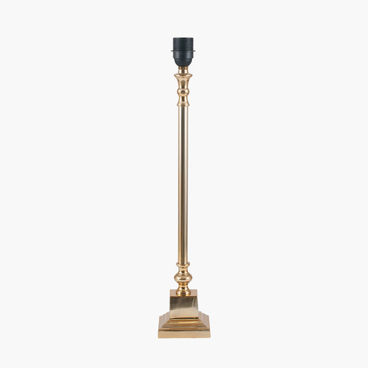 Claudius Gold Metal Stick Table Lamp Base with Kamilah 30cm Blue Chevron Patterned Mushroom Pleat Tapered Lamp Shade