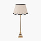 Claudius Gold Metal Stick Table Lamp Base with Tabitha 30cm Cream Jute Scalloped Edge Tapered Lamp Shade with Contrast Binding
