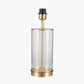 Westwood Clear Glass and Champagne Metal Table Lamp Base with Stellan 35cm Gold Slubbed Silk Mix Gold Lined Cylinder Lampshade