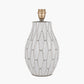 Gaudi White Stoneware Geometric Table Lamp Base with Harry 35cm Steel Grey Cotton Mix Cylinder Lampshade