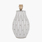 Gaudi White Stoneware Geometric Table Lamp Base with Harry 35cm Taupe Cotton Mix Cylinder Lampshade