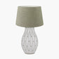 Gaudi White Stoneware Geometric Table Lamp Base with Milos 35cm Pistachio Green Linen Tapered Lampshade