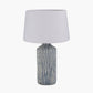 Bude Blue and White Stripe Stoneware Table Lamp Base with Winston 40cm White Handloom Tapered Lampshade