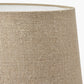 Bude Blue and White Stripe Stoneware Table Lamp Base with Milos 40cm Natural Linen Tapered Lampshade