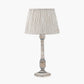 Captiva Grey Wash Mango Wood Table Lamp Base with Thiago 35cm Natural Stripe Mushroom Pleat Tapered Lampshade