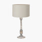 Captiva Grey Wash Mango Wood Table Lamp Base with Lino 35cm Grey Self Lined Linen Cylinder Lampshade