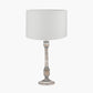 Captiva Grey Wash Mango Wood Table Lamp Base with Lino 35cm White Self Lined Linen Cylinder Lampshade