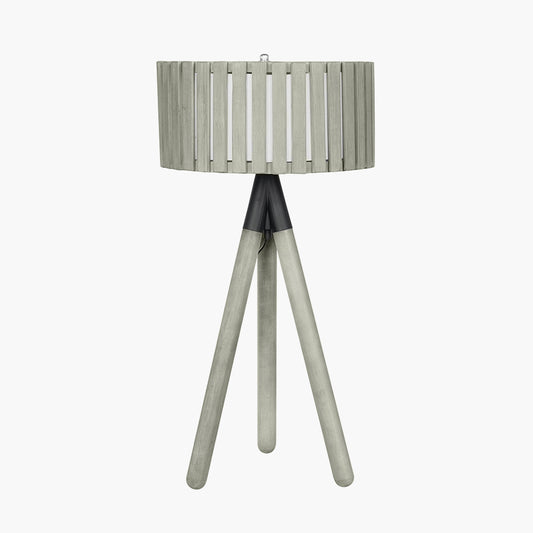 Rabanne Slatted Antique Wood Tripod Table Lamp