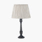 Captiva Antique Black Mango Wood Table Lamp Base with Thiago 35cm Natural Stripe Mushroom Pleat Tapered Lampshade