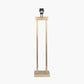 Langston Satin Brass Metal Column Table Lamp Base with Lino 40cm Black Self Lined Linen Cylinder Lampshade