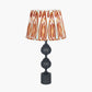 Asilah Matt Black Aluminium Tall Footed Table Lamp Base with Izara 40cm Cinnamon Ikat Patterned Mushroom Pleat Tapered Lampshade