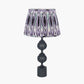 Asilah Matt Black Aluminium Tall Footed Table Lamp Base with Izara 40cm Lilac Ikat Patterned Mushroom Pleat Tapered Lampshade