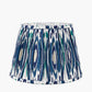 Asilah Matt Black Aluminium Tall Footed Table Lamp Base with Izara 40cm Ocean Blue Ikat Patterned Mushroom Pleat Tapered Lampshade