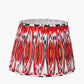 Asilah Matt Black Aluminium Tall Footed Table Lamp Base with Izara 40cm Red Ikat Patterned Mushroom Pleat Tapered Lampshade