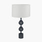 Asilah Matt Black Aluminium Tall Footed Table Lamp Base with Lino 40cm White Self Lined Linen Cylinder Lampshade