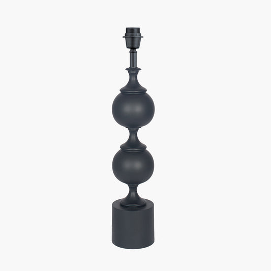 Asilah Matt Black Aluminium Tall Footed Table Lamp Base with Lino 40cm White Self Lined Linen Cylinder Lampshade