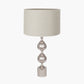 Asilah Silver Aluminium Tall Footed Table Lamp Base with Lino 40cm Grey Self Lined Linen Cylinder Lampshade