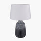 Vulcan Textured Volcanic Effect Grey Stoneware Table Lamp Base with Winston 40cm White Handloom Tapered Lampshade