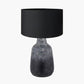 Vulcan Textured Volcanic Effect Grey Stoneware Table Lamp Base with Harry 35cm Black Cotton Mix Cylinder Lampshade