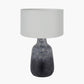 Vulcan Textured Volcanic Effect Grey Stoneware Table Lamp Base with Harry 35cm Ivory Cotton Mix Cylinder Lampshade