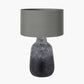 Vulcan Textured Volcanic Effect Grey Stoneware Table Lamp Base with Harry 35cm Steel Grey Cotton Mix Cylinder Lampshade