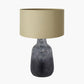 Vulcan Textured Volcanic Effect Grey Stoneware Table Lamp Base with Harry 35cm Taupe Cotton Mix Cylinder Lampshade