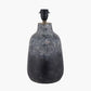 Vulcan Textured Volcanic Effect Grey Stoneware Table Lamp Base with Milos 35cm Natural Linen Tapered Lampshade