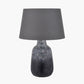 Vulcan Textured Volcanic Effect Grey Stoneware Table Lamp Base with Lys 40cm Steel Grey Self Lined Linen Tapered Lampshade