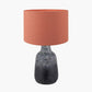 Vulcan Textured Volcanic Effect Grey Stoneware Table Lamp Base with Lino 35cm Cinnamon Self Lined Linen Cylinder Lampshade