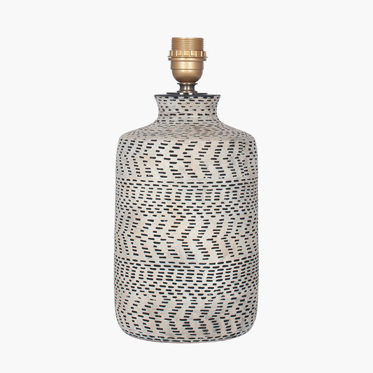 Atouk Textured Natural and Black Stoneware Table Lamp Base