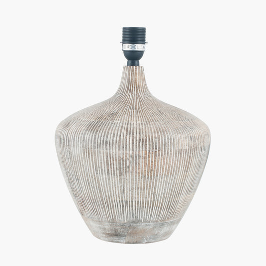 Manaia White Wash Textured Wood Table Lamp Base