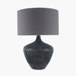 Manaia Antique Black Textured Wood Table Lamp Base with Henry 35cm Grey Handloom Cylinder Lampshade