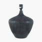 Manaia Antique Black Textured Wood Table Lamp Base with Edward 35cm Natural Linen Cylinder Lampshade