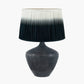 Manaia Antique Black Textured Wood Table Lamp Base with Scallop 35cm Black Ombre Soft Pleated Tapered Shade