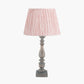 Alia Grey Wash Turned Mango Wood Table Lamp Base with Thiago 45cm Cinnamon Stripe Mushroom Pleat Tapered Lampshade