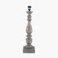 Alia Grey Wash Turned Mango Wood Table Lamp Base with Coast 45cm Cream Calico Tapered Lampshade