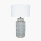 Kari Circle Pattern Ceramic Table Lamp Base with Harry 40cm Ivory Cotton Mix Cylinder Lampshade
