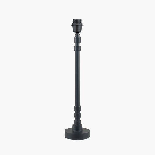 Rhode Matt Black Stick Metal Table Lamp Base with Lars 30cm Racing Green Ikat Patterned Cylinder Lampshade